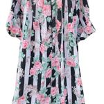 Anthony Richards Vintage 90s House Dress Robe Stripes Floral Roses 1X Photo 0