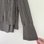 Free People Modern Muse Long Sleeve Blouse Top Black White Stripe Size Large Photo 6