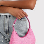 NWT BY FAR Baby Amber Fuchsia Circular Croco Embossed Leather Pink Photo 0