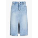 Alice + Olivia Jeans Distressed Faded Denim Skirt Size 26 Knee Length Pencil Photo 2