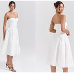 House Of CB  'Georgiana' White Cotton Strapless‎ Midi Sundress/Size XS Photo 4