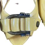 Frye Yellow Leather Buckle Detail Peep Toe Wedges Women SZ 6 Photo 9