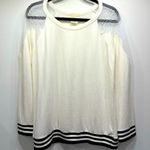 Freeloader Ivory with Black Striped Hem & Cuffs & Mesh Shoulders Sweatshirt by Photo 5