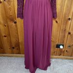 Lulus Awaken My Love Burgundy Long Sleeve Lace Maxi Dress small bridesmaids maternity Photo 5