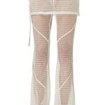 Pannpann Sundarbay Crocheted Bamboo Pants in White Size M Photo 0