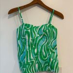 Lilly Pulitzer McCallum Finders Keepers Top Size 0 Blue Green Zip Tie Back Photo 2