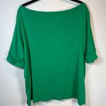 Lauren Ralph Lauren Women's Boat Neck Shirt Green Cotton Cuff Sleeve LRL FLAW 2X Photo 0