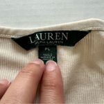 Ralph Lauren Lauren  long sleeve ribbed shirt petite large zipper shoulder beige Photo 2