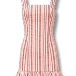 Alexis Brandy Dress Rose Stripe Mini Pink White Ruffle Hem Square Neck Cotton Photo 0
