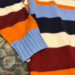 Grannycore Striped Cardigan Orange Blue Red Cozy Sweater Winter Fall Women’s M Size M Photo 7