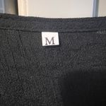 Chic Black Long Sleeve Dress with White Embroidery Size M Photo 1