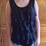 Loft Black Satin Ruffle Tank Top Photo 1