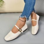 SheIn Cream Flats with strap and buckle Photo 1
