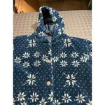 Vintage 90s LL Bean‎ Native Deep Pile Jacket Button Fleece USA Made Long Medium Blue Photo 2