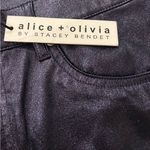 Alice + Olivia Blue High Rise Coated Shimmer straight Leg Pants Size 32 NEW Photo 11
