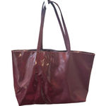 Burgundy Tote Bag Faux Leather Vinyl Shoulder Bag Everyday Carryall Shopper Red Photo 0
