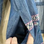 J Jill Floral Embroidered Denim Open Front Jacket Women’s Sz S Boho Hippie EUC Blue Photo 4