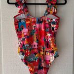 SPORLIKE Women One Piece Swimsuit Ruffle Adjustable Straps Bathing Suit Tummy Co Pink Size M Photo 2