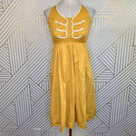 Anthropologie Floreat Anchors Aweigh Dress Halter Embroidered Yellow Size 4 Photo 1