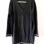 Grace Karin Black Cardigan Tunic Sweater With White Trim Photo 0