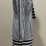 Black & White Striped Tie Collar Long Sleeve Dress Size L Photo 2