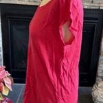 Tahari Red Cap Sleeve Buttoned Back Linen Blouse Photo 5