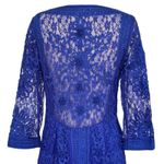 Sue Wong Ribbon Trim Illusion Bodice Dress Satin Lined Cobalt Blue Sz Medium 10 Photo 8