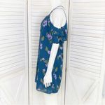 Mi Ami Francesca’s Floral Cold Shoulder Tiered Ruffle Shift Dress Teal XS Blue Photo 1
