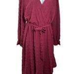 BTFBM Boho Maxi Dress XXL Burgundy Long Sleeve V Photo 2