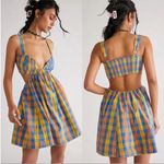 Free People Bridget Mini Dress Plaid Summer Cutout Vacation Size XS Rare Smocked Photo 12