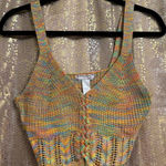 Jolie & Joy Colorful Boho Retro Knit Cropped Tank Top Medium NWOT Pink Photo 0