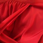 Assali  red pleated high waisted long slit maxi skirt Photo 7