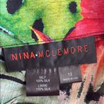 Vintage Nina MClemore Floral Sheer Silk Tropical Women's Top Size 12 Pink Photo 3
