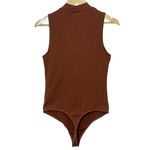 Abercrombie & Fitch NEW  Soft AF Brown Mock Neck Cut Out Sleeveless Bodysuit Sz M Photo 1