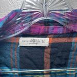Natural Life  Plaid Tunic Shirt Women M Purple Blue Pockets boho lagenlook fall Photo 4