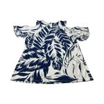 Ivanka Trump  Womens Size Large Blue White Floral Cold Shoulder‎ Blouse Top Photo 1