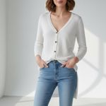 J.Jill  White Linen Blend Long Sleeve Button Front Cardigan Sweater Size S Photo 8