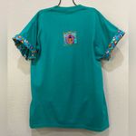Handmade Teal Dog Pet Graphic T-Shirt Appliqué Glitter Large L Photo 6