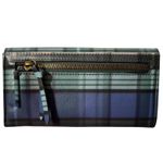 Sonoma Plaid Faux Leather Checkbook Wallet Green Blue Long Accordion Style Photo 2