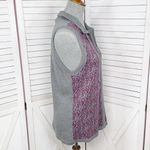 Christopher & Banks Filigree Swirl Print Zip Up Sweater Vest Grey Purple Medium Photo 2