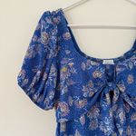 Sienna Sky  Blue Floral Puff Sleeve Dress Size Medium Photo 2