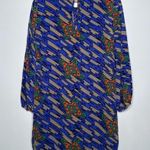 Amanda Uprichard Geometric Print Long Sleeve Silk Tunic Dress Size Medium Photo 4