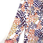 CAbi Grand Prix White Multicolor Geometric Print Button Down Shirt Photo 4