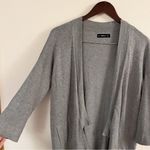 ZARA Knit Gray Open Front Notched Hem Cardigan Size Medium Photo 3