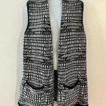 Anthropologie Angel of the North Roenne Cardigan Vest Black White Knit Sz Medium Photo 4