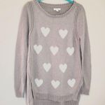 LC Lauren Conrad Gray Heart Print Sweater Photo 0