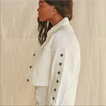 Forever 21 Boxy Cropped White Denim Jacket Sz S Photo 2