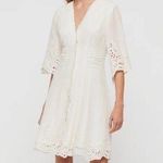 All Saints Una Broderie Chalk White V-Neck Dress Size 4 New Photo 0