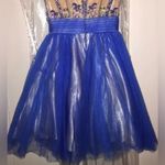 Elegant Blue Rhinestone studded sleeveless mini formal prom dress Size 0 Photo 4