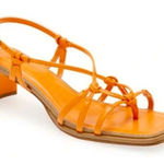 Topshop Sandals Womens Size 7 Orange Nina Strippy Square Open Toe Heels New Photo 0